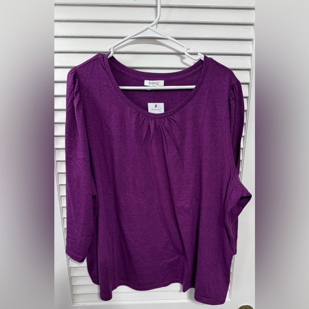 NWT 3X Skinnygirl purple 3/4 length sleeve top